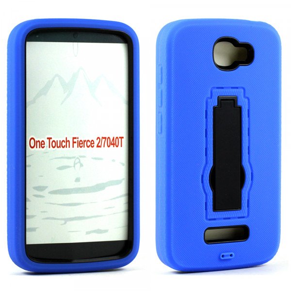 Wholesale Alcatel One Touch Fierce 2 7040 Armor Hybrid Kickstand Case (Blue)
